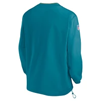 Men's Nike Teal Jacksonville Jaguars 2024 Sideline Throwback Logo Long-Sleeve V-Neck Windshirt