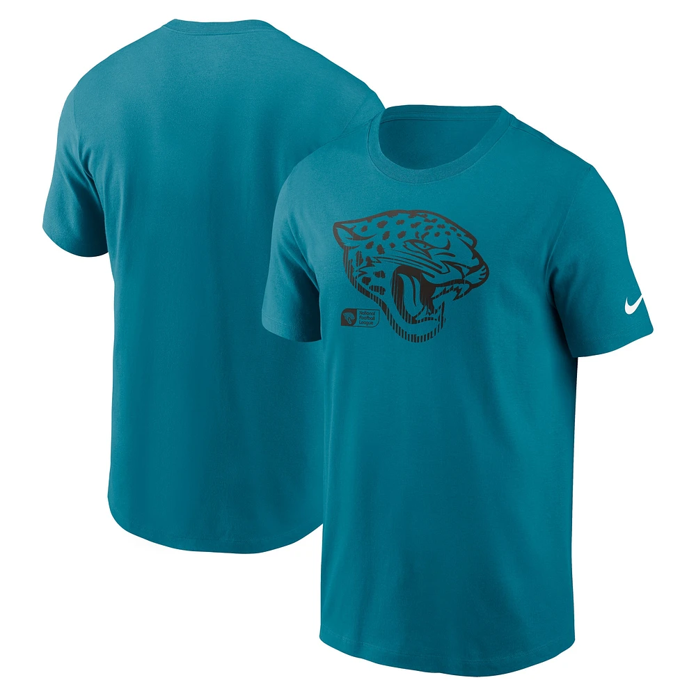 T-shirt Nike Jacksonville Jaguars Essential délavé bleu sarcelle pour homme