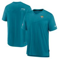 Men's Nike Teal Jacksonville Jaguars Sideline Coach Chevron Lock Up Logo V-Neck Performance T-Shirt