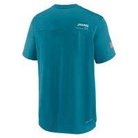 Men's Nike Teal Jacksonville Jaguars Sideline Coach Chevron Lock Up Logo V-Neck Performance T-Shirt