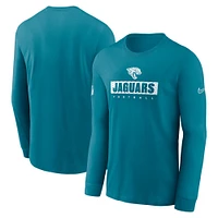 T-shirt à manches longues Nike pour hommes, sarcelle, Jacksonville Jaguars Sideline Performance