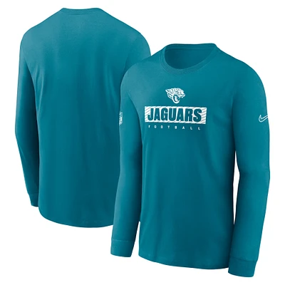 T-shirt à manches longues Nike pour hommes, sarcelle, Jacksonville Jaguars Sideline Performance