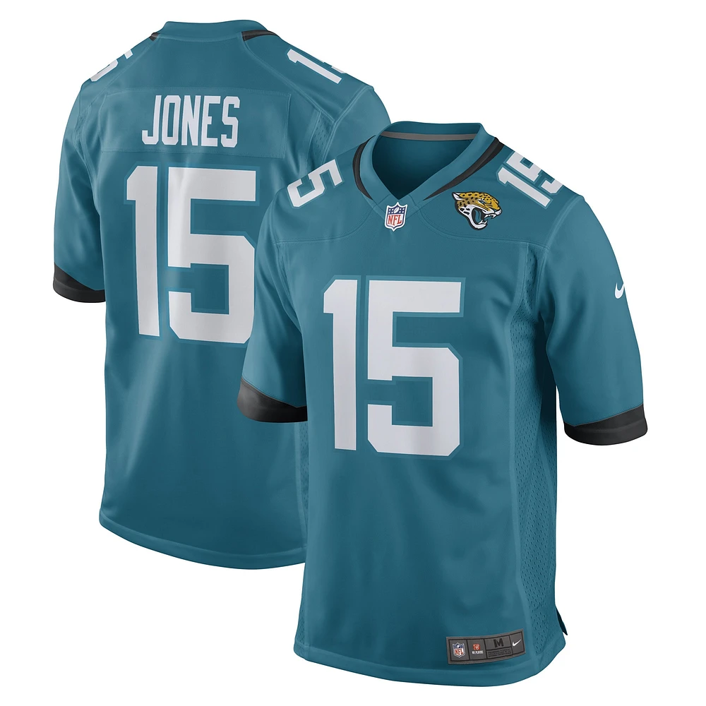 Maillot Nike Tim Jones pour homme, bleu sarcelle, joueur de jeu des Jacksonville Jaguars