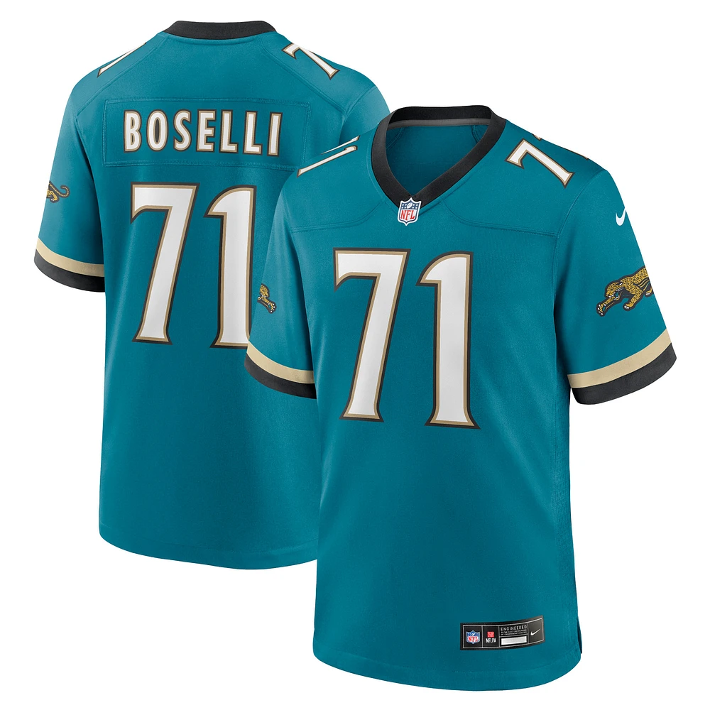 Maillot de match Nike Tony Boselli pour homme, bleu sarcelle, Jacksonville Jaguars Prowler Throwback, joueur retraité