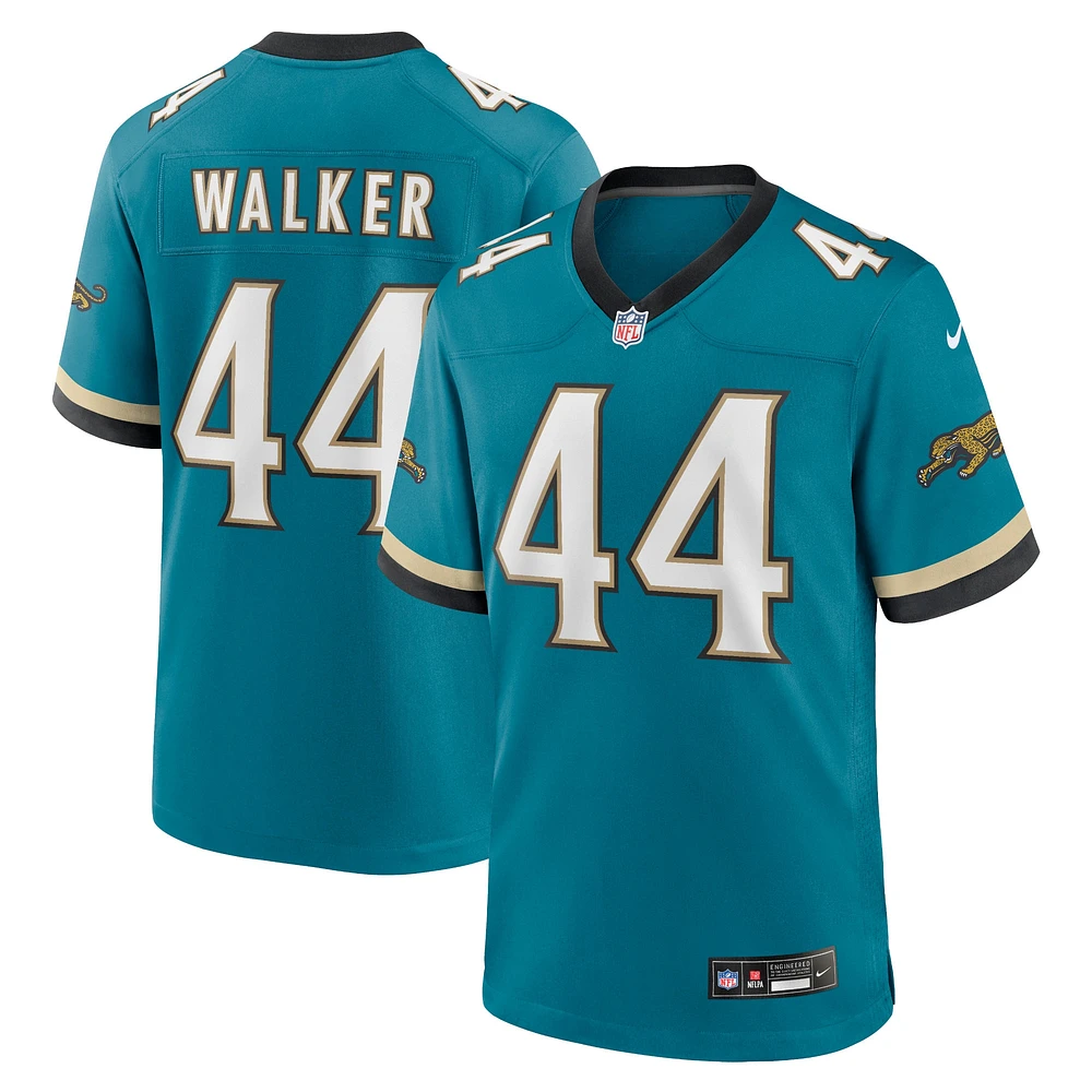 Maillot de jeu Nike Travon Walker pour hommes, bleu sarcelle, Jacksonville Jaguars Prowler Throwback Player Game