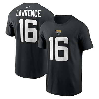 T-shirt avec nom et numéro du joueur des Jacksonville Jaguars Nike Trevor Lawrence noir pour homme