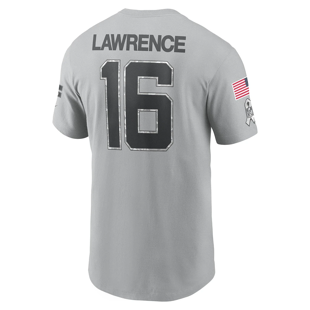 Men's Nike Trevor Lawrence Gray Jacksonville Jaguars 2024 Salute To Service Name & Number T-Shirt