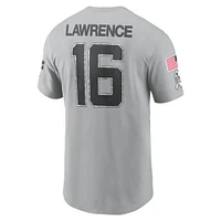 T-shirt Nike Trevor Lawrence pour homme, gris, Jacksonville Jaguars 2024 Salute To Service, nom et numéro