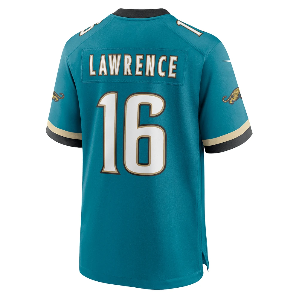 Maillot de jeu rétro Nike Trevor Lawrence Teal Jacksonville Jaguars Prowler pour homme