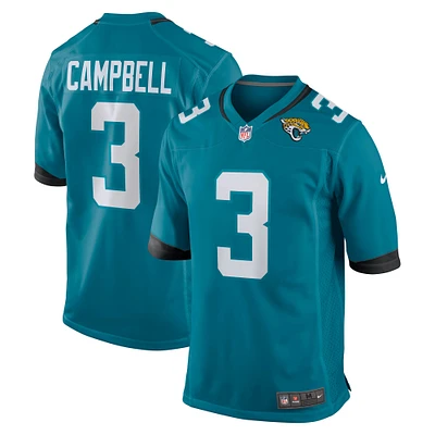 Maillot de jeu d'équipe Nike Tyson Campbell Teal Jacksonville Jaguars pour homme