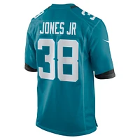 Maillot de jeu d'équipe Jacksonville Jaguars Nike Velus Jones Jr. pour homme bleu sarcelle