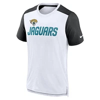 T-shirt Nike pour homme blanc/noir chiné Jacksonville Jaguars Color Block Team Name