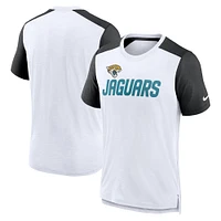 T-shirt Nike pour homme blanc/noir chiné Jacksonville Jaguars Color Block Team Name