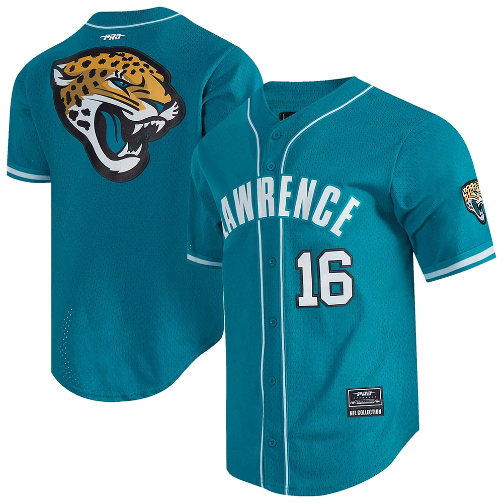 Maillot de baseball boutonné en maille bleu sarcelle Pro Standard Trevor Lawrence pour homme des Jaguars Jacksonville