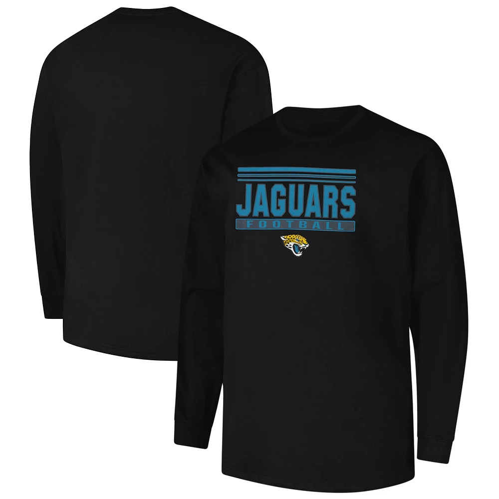 T-shirt à manches longues pour homme avec profil noir Jacksonville Jaguars Big & Tall Pop