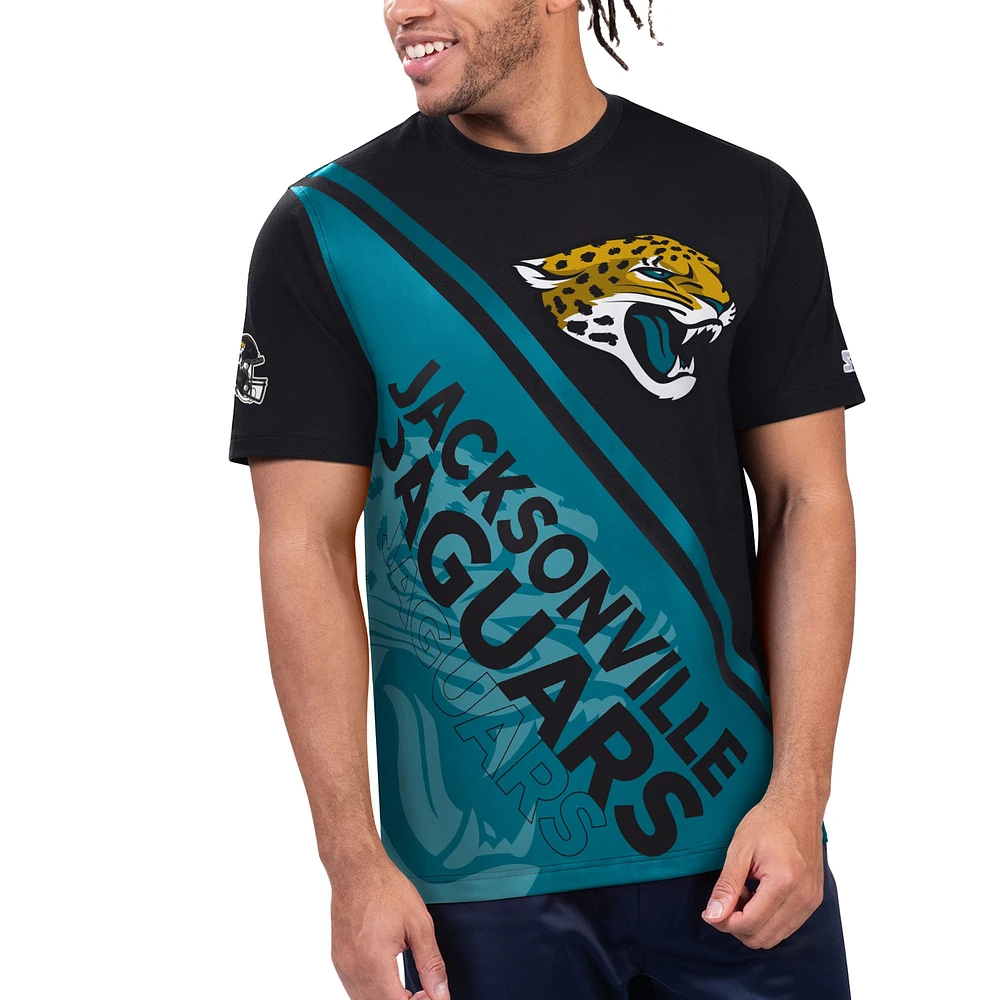 T-shirt graphique Starter Black/Teal Jacksonville Jaguars Finish Line Extreme pour hommes