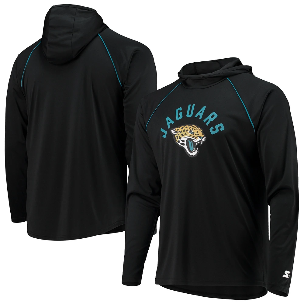 T-shirt à capuche manches longues raglan Starter Black Jacksonville Jaguars pour homme