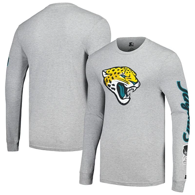 T-shirt à manches longues pour hommes Starter Heather Charcoal Jacksonville Jaguars mi-temps