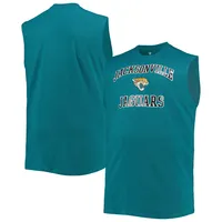 Men's Mitchell & Ness Teal/Black Jacksonville Jaguars Gridiron Classics  Heritage Colorblock Tank Top