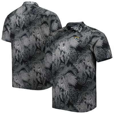 Men's Tommy Bahama Black Jacksonville Jaguars Big & Tall Coast Luminescent Fronds Camp IslandZone Button-Up Shirt