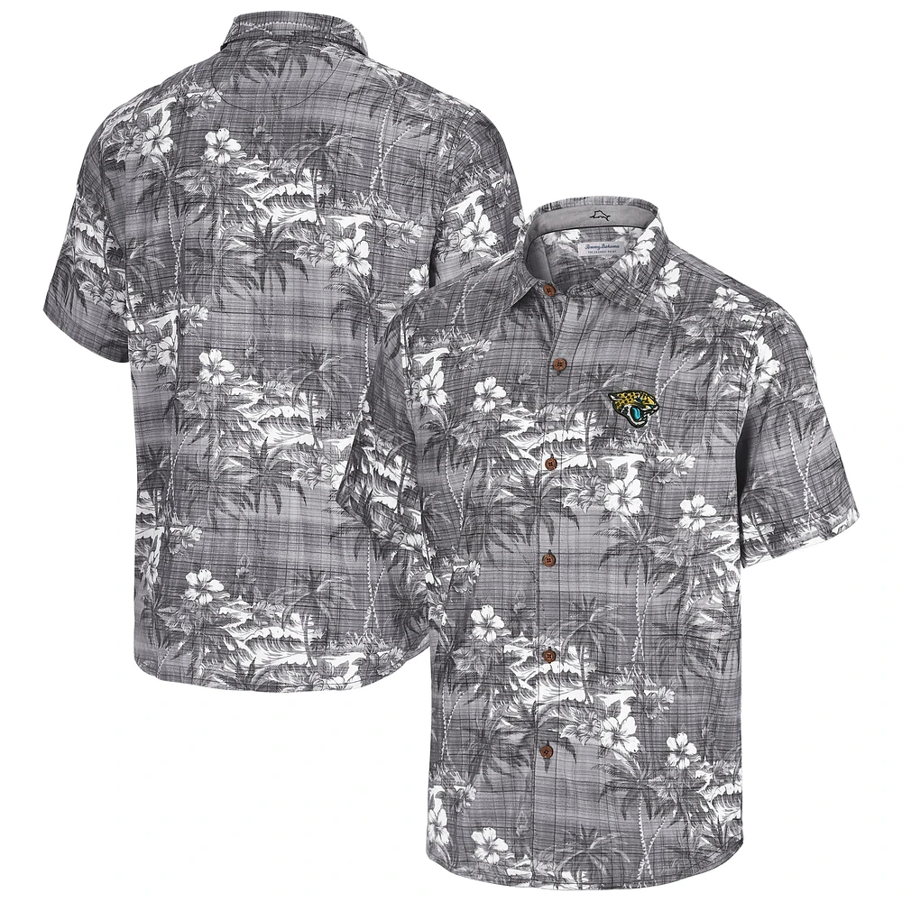 Men's Tommy Bahama Black Jacksonville Jaguars Coconut Point Isla Palmetta Camp Button-Up Shirt