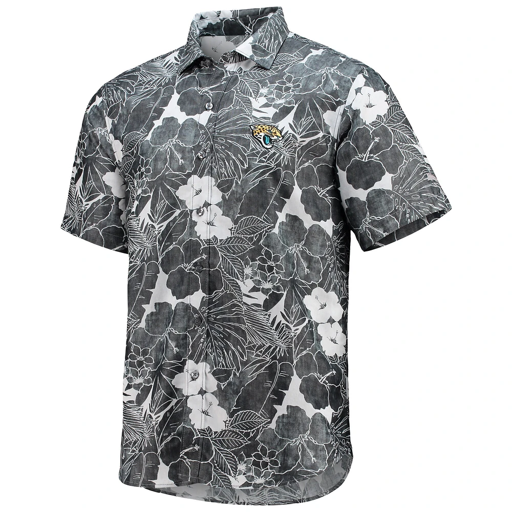 Men's Tommy Bahama Black Jacksonville Jaguars Coconut Point Playa Floral IslandZone Button-Up Shirt