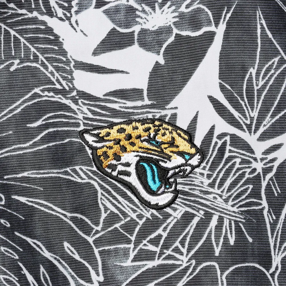 Men's Tommy Bahama Black Jacksonville Jaguars Coconut Point Playa Floral IslandZone Button-Up Shirt