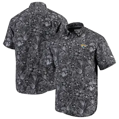 Jacksonville Jaguars Tommy Bahama Tiki Luau Woven Button-Up Shirt - Black