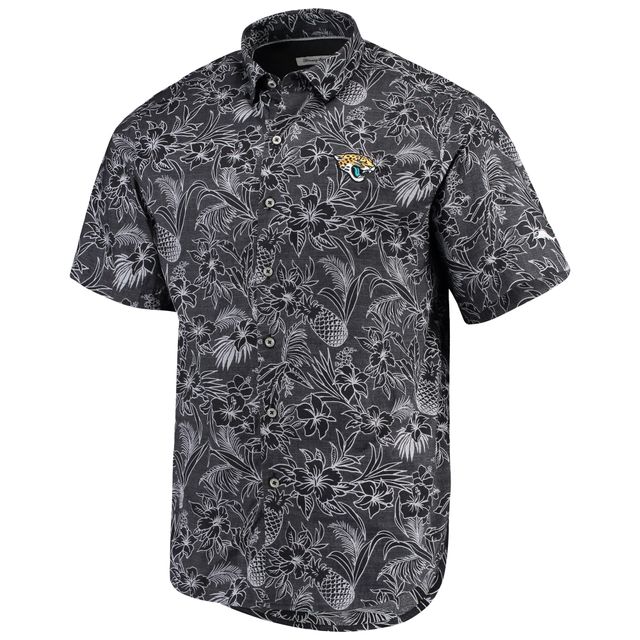 Chemise boutonnée tissée Tiki Luau des Jaguars de Jacksonville Tommy Bahama pour homme, noire