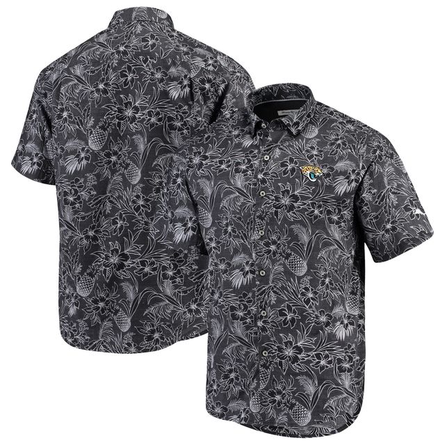 Chemise boutonnée tissée Tiki Luau des Jaguars de Jacksonville Tommy Bahama pour homme, noire