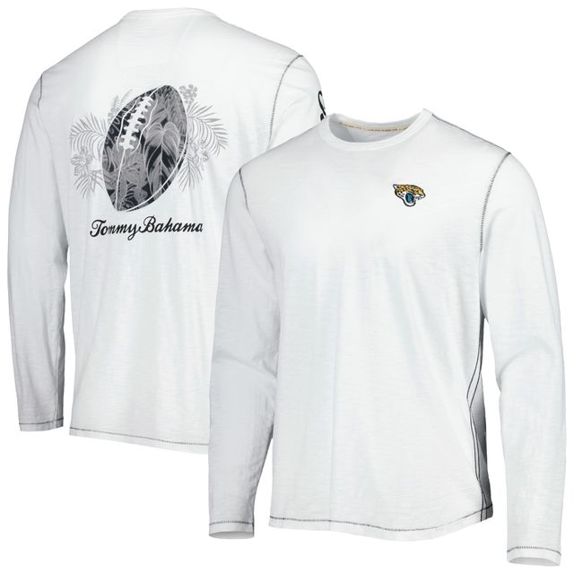 T-shirt à manches longues Tommy Bahama Jacksonville Jaguars pour homme avec lacets Billboard, blanc