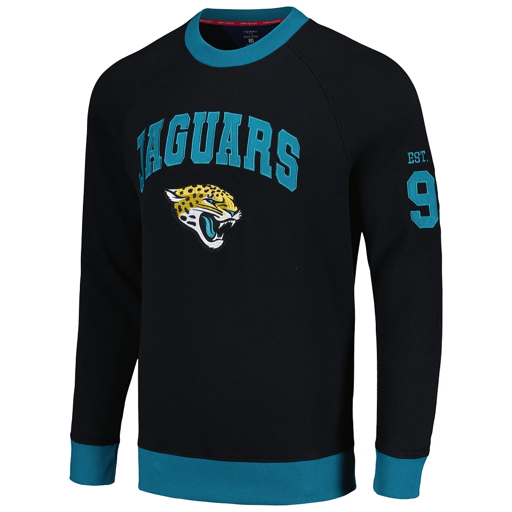 Men's Tommy Hilfiger Black Jacksonville Jaguars Reese Raglan Tri-Blend Pullover Sweatshirt