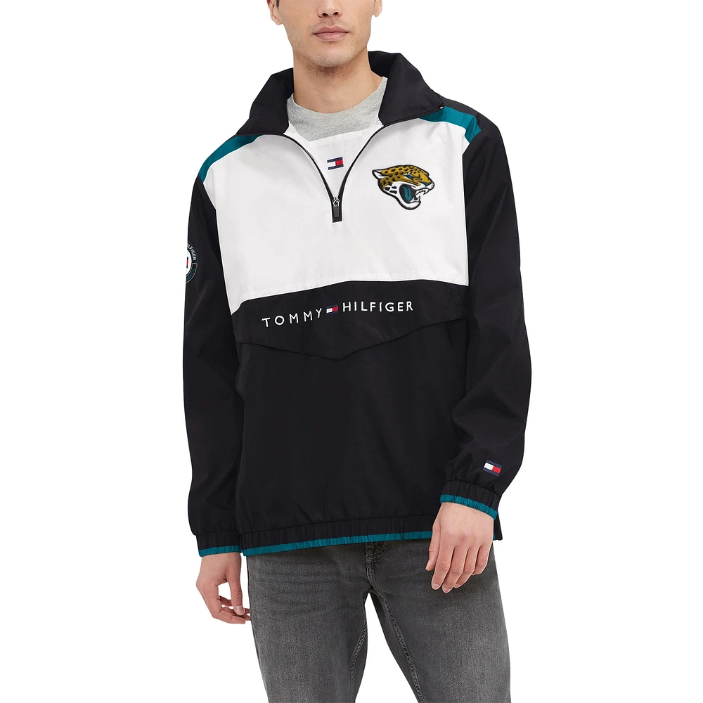 Haut à capuche demi-zip Tommy Hilfiger pour hommes, bleu sarcelle/blanc, Jacksonville Jaguars Carter