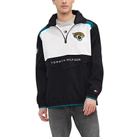 Haut à capuche demi-zip Tommy Hilfiger pour hommes, bleu sarcelle/blanc, Jacksonville Jaguars Carter