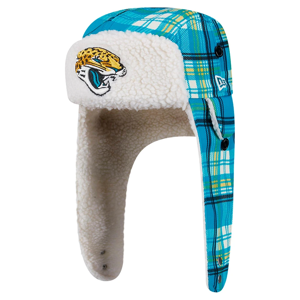 Casquette trappeur en sherpa à carreaux Jacksonville Jaguars bleu sarcelle New Era