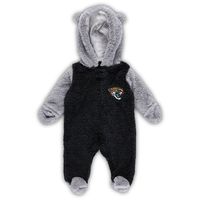 Newborn & Infant Black/Gray Jacksonville Jaguars Game Nap Teddy Fleece Bunting Full-Zip Sleeper