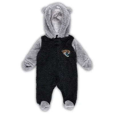 Nouveau-né et bébé Noir/gris Jacksonville Jaguars Game Nap Teddy Fleece Bunting Full-Zip Sleeper