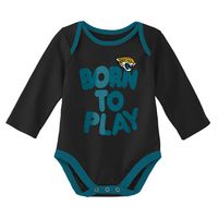 Newborn & Infant Black/Heathered Gray Jacksonville Jaguars Born To Win Two-Pack Long Sleeve Bodysuit Set