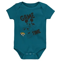 Ensemble de body trois pièces Disney Game Time pour nouveau-né et nourrisson, bleu sarcelle/noir/gris, Jacksonville Jaguars