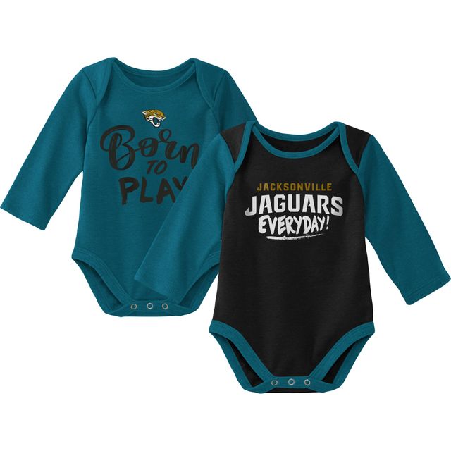 Ensemble de 2 bodys à manches longues pour nouveau-né et bébé sarcelle/noir Jacksonville Jaguars Little Player