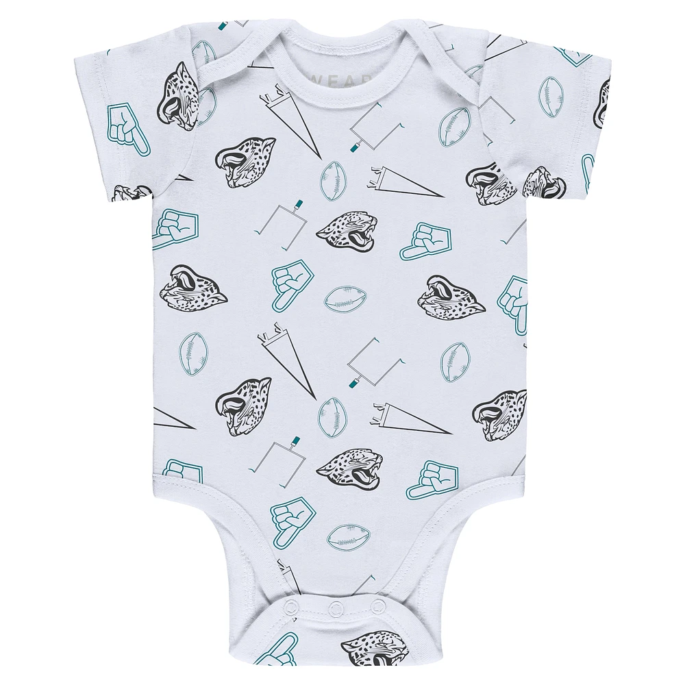 Newborn & Infant WEAR by Erin Andrews Gray/Black/White Jacksonville Jaguars Three-Piece Turn Me Around Bodysuits Pant Set