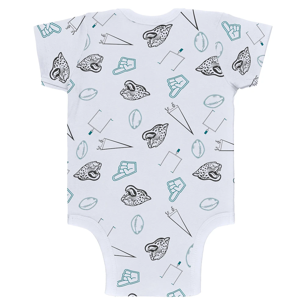 Newborn & Infant WEAR by Erin Andrews Gray/Black/White Jacksonville Jaguars Three-Piece Turn Me Around Bodysuits Pant Set