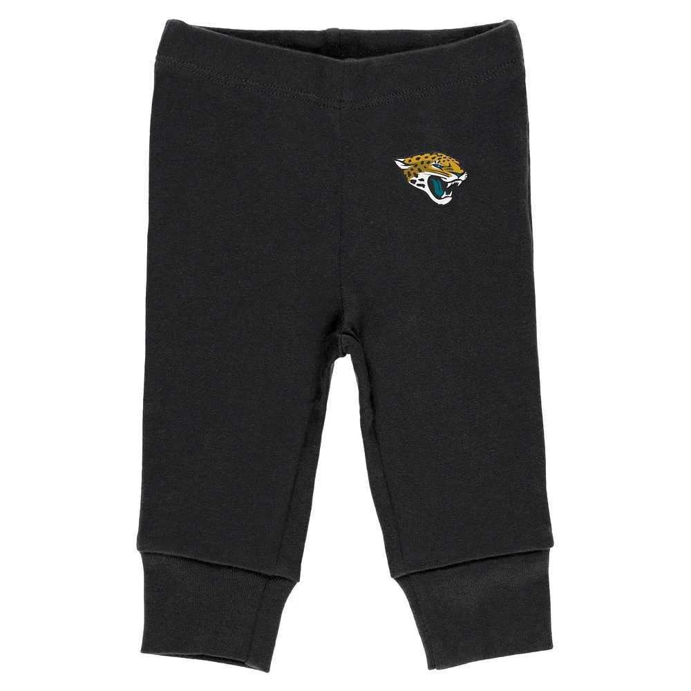 Newborn & Infant WEAR by Erin Andrews Gray/Black/White Jacksonville Jaguars Three-Piece Turn Me Around Bodysuits Pant Set