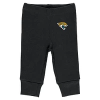 Newborn & Infant WEAR by Erin Andrews Gray/Black/White Jacksonville Jaguars Three-Piece Turn Me Around Bodysuits Pant Set