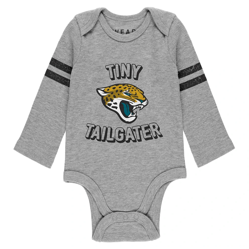 Newborn & Infant WEAR by Erin Andrews Gray/Black/White Jacksonville Jaguars Three-Piece Turn Me Around Bodysuits Pant Set