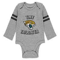 Newborn & Infant WEAR by Erin Andrews Gray/Black/White Jacksonville Jaguars Three-Piece Turn Me Around Bodysuits Pant Set