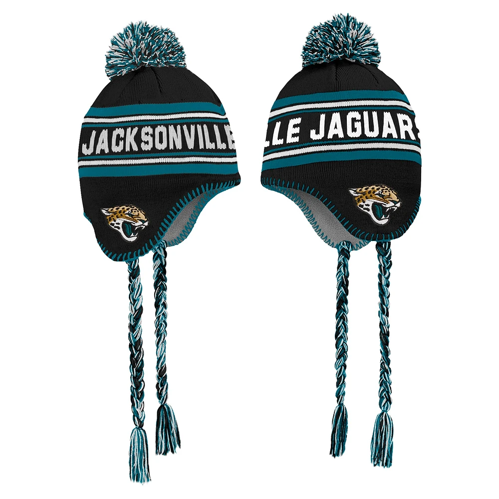 Preschool Black Jacksonville Jaguars Jacquard Tassel Knit Hat with Pom