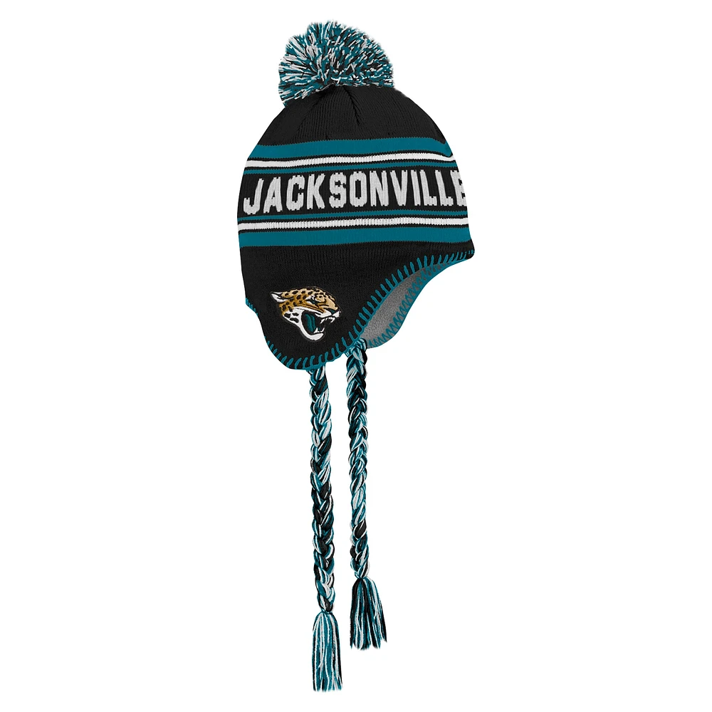 Bonnet en tricot à pompon en jacquard noir Jacksonville Jaguars pour enfants d'âge préscolaire