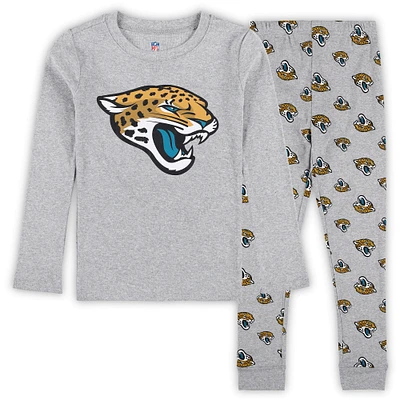 Ensemble de nuit avec t-shirt et pantalon à manches longues pour enfants d'âge préscolaire gris chiné des Jacksonville Jaguars