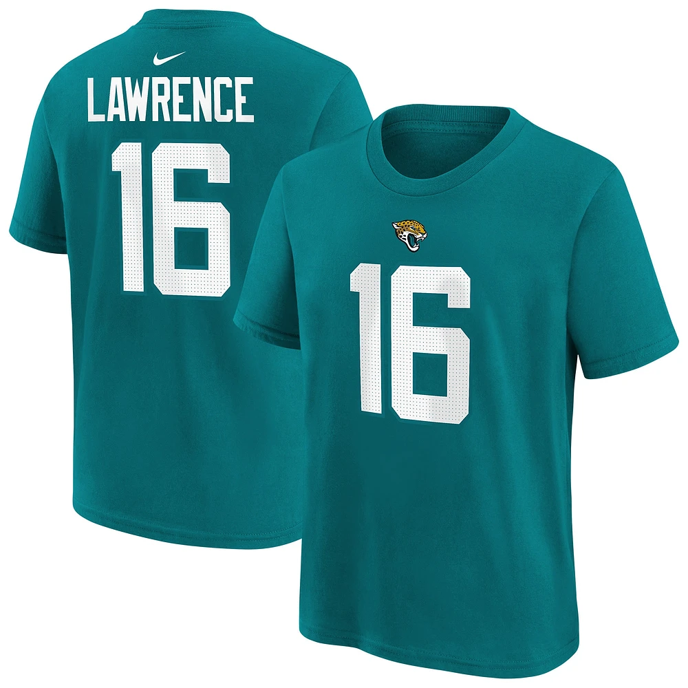 T-shirt Nike Trevor Lawrence Teal Jacksonville Jaguars avec nom et numéro du joueur pour enfant